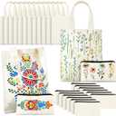 Amylove 24 Pcs Mini Canvas Tote Bag Set Include Small Canvas Bag Blanks Small Pouches with Zipper for Sublimation (8 x 10, Natural Color)