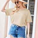 Ekouaer Women's 2 Piece Pajama Sets Short Sleeve Lounge Sets Soft Round Neck Top and Shorts Sleepwear (S)