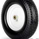 4.80/4.00-8" Wheelbarrow Tire, 16" Flat-Free Solid Tire and Wheel, 3-6" Centered Hub, 5/8" & 3/4" Bearing, For Broadcast Spreader Garden Wagon Cart Trolley Dolly Lawn Mover (1 Pack)
