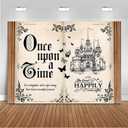 Mocsicka Once Upon a Time Backdrop Fairy Tale Book Castle Princess Fairytale Romantic Wedding Birthday Party Decorations Magic Book Background Banner Props (10x8ft)