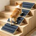 Dog Ramp for Stairs for Small Dogs Up to 40 lbs - Adjustable Dog Stair Ramp with Non-Slip Carpet, Foldable Pet Ramp for Stairs, Dog Ramp Stairs for Senior Dogs, Puppies, Bed, Sofa (4-Pack)