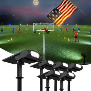EZVALO Solar Spot Lights Outdoor IP67 Waterproof, Adjustable Solar Landscape Lights, 3 Lighting Modes Solar Spotlights for Outside Yard Garden Plant Trees Pathway Flag (Cool White-6Pack)