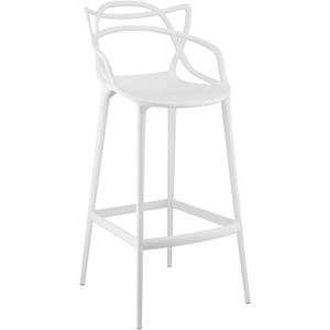 Modway Entangled Modern Molded Plastic Bar Stool in White - Fully Assembled