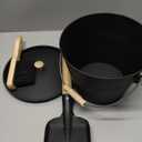 GameXcel Ash Bucket with Lid and Shovel Hand Broom - 1.5 Gallon Galvanized Iron Metal Fireplace Tools Ash Pail for Fire Places Fire Pits Wood Burning Stoves Hearth Accessories Indoor Outdoor, Black