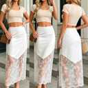 Women's 2026 Lace Patchwork Bodycon Skirt - High Waist Elegant Solid Maxi Long Skirt