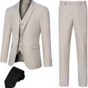 Mens Slim Fit 3 PCS Suit Wedding Graduation Business 2 Button Notch Lapel Jacket Vest Pants Gift for Men Son