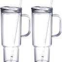 MEWAY 40 oz Acrylic Tumbler with Handle and Straw LidDouble Wall Vacuum Reusable plastic Water Bottle Travel Mug CupClassic Tumblers Cupholder Friendly (2 Pack)