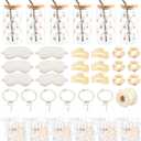 Vesici 42 Pcs Spa Sleepover Party Supplies Bulk 6 Sets Birthday Gifts for Women Christmas Party Supplies Glass Cup, Eye Mask, Hair Ties, Hair Clips, Bracelet, Tote Bag, Ribbon(White, Daisies)