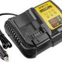 DCB112 for Dewalt Battery Car Charger, Replace for Dewalt 12V 20V and 60V Max Lithium-Ion Battery use on Car, Charging Input 12V/24V Cigarette Lighter Plug