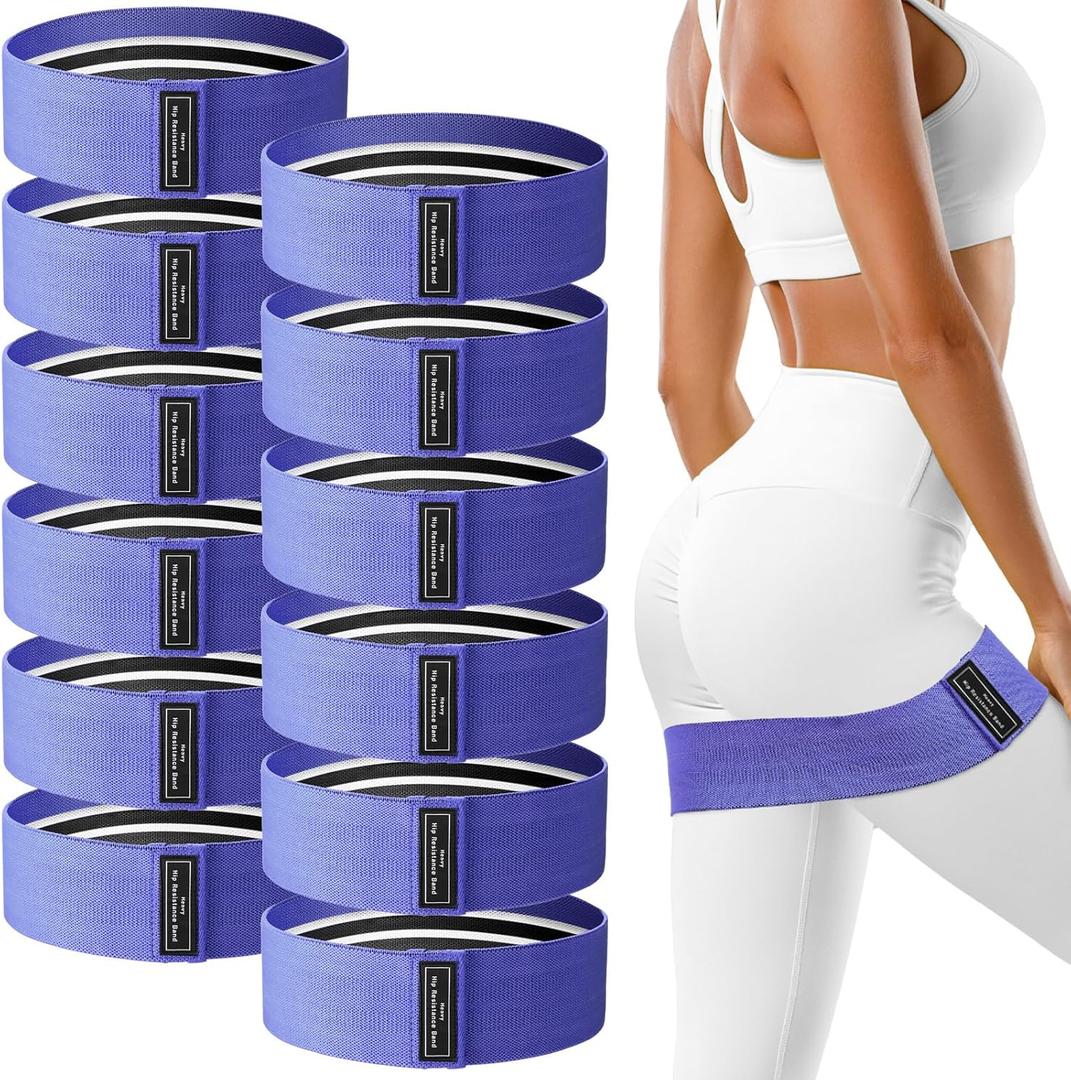12 Pcs Fabric Resistance Bands for Working Out Booty Workout Stretch Exercise Bands Non Slip for Legs Squat Resistance Loop for Women Men Starter Butt Hip Thigh Fitness (Dark Purple)