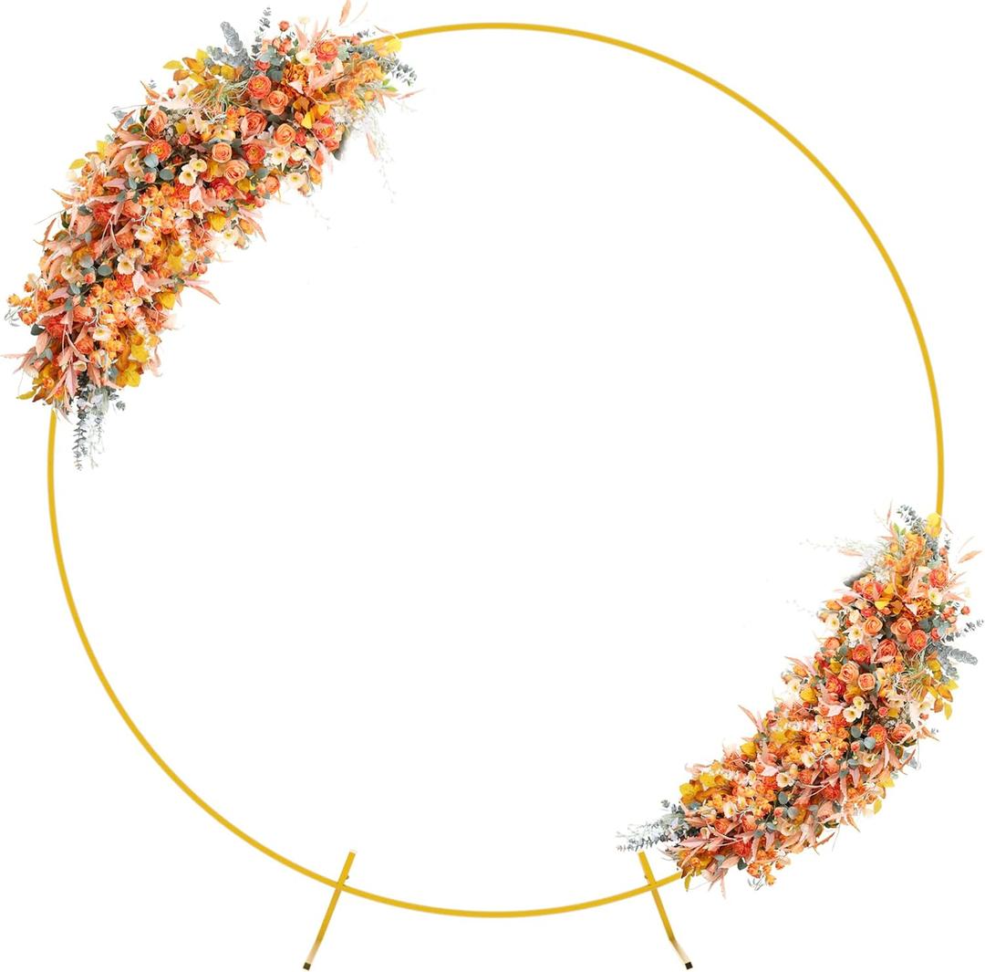 Fomcet 7.2FT Gold Round Backdrop Stand Metal Circle Wedding Balloon Arch Kit Frame for Wedding Ceremony Anniversary Birthday Party Graduation Photo Background Decoration Rust Resistant Stable Stands