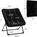 Comfy Saucer Chair for Adults, Soft Faux Fur Bedroom Chair, Accent Dorm Chairs, Flexible Living Room Reading Chairs, Oversized Folding Seat for Teens, X-Large, Black, 31.5 inches x 33.46 inches x 30.7 inches
