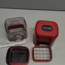 KEOUKE Multifunctional Vegetable Chopper Red - 3 Interchangeable Blades Potato French Fry Cutter with Container & Storage Box Food Chopper Dicer for Cucumber, Tomato, Carrot, Onion (Cube)