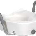 Drive Medical Premium Plastic Raised Toilet Seat with Lock and Padded Armrests, Elongated, Pack of 1