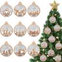 Yookeer 9 Pcs Nativity Christmas Ornaments Music Sheet Christian Wooden Ornament Religious Birth Yule Gift Birth of Jesus Story Gift for Family Christmas Christian Holiday Decor