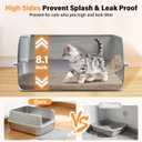 Stainless Steel Cat Litter Box with Lid, Metal Litter Box for Small Cats, Low Entry Kitten Litter Boxes with Scoop and Mat, Non-Sticky, Anti-Urine Leakage, Easy Cleaning, M