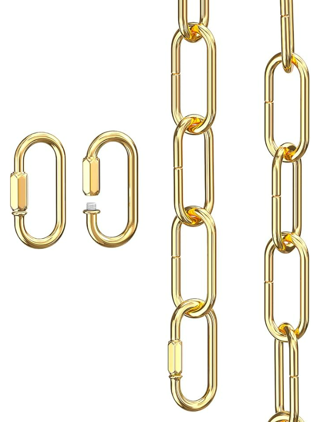 6 Feet Industrial Bronze Light Fixture Chain, Adjustable Metal Pendant Chandelier Chain Extension with Detachable Link, Maximum Load is 66 Pounds (1 Pack)