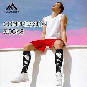 FuelMeFoot 4 Pairs Compression Socks for Women & Men 15-20mmHg Graduated Support Knee High Socks for Nurses, Travel, Athletic,Size:XXL, Assorted