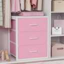 BOLUO Closet Drawers Pink 3 Drawer Dresser for Closet Organizers and Storage Bedroom Dorm Modern L (15.7"D x 21.1"W x 23.4"H)