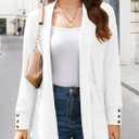 Open Front Cardigan for Women Long Sleeve Work Dressy Casual Loose Knit Ladies Cardigans with Pockets 2025 Fall (White, M)