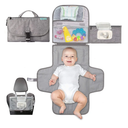 Kopi Baby Portable Diaper Changing Pad - Baby Diaper Changer Travel Bag with Wipes Pocket, Smart Design Portable Changing Mat, Infant Travel Station Kit, Gift for Newborn Girl & Boy - Grey, Classic