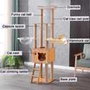61'' Wooden cat Tree with cat Condo, Cat Stairs Scratching Posts, 2 Bowl,Sisal Scratching Posts,Cozy Cat Hammock and Top Perch. Cat Tree for Large Cats.