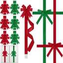 Crowye 14 Pcs Christmas Cabinet Bow for Kitchen Door Ribbon Bow Christmas Wreath Door Bows Festival Wrapping Decorations for Tree Kitchen Fireplace Home Front Party(Red & Green,Satin)