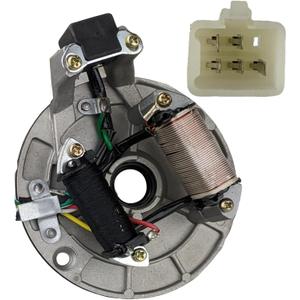 RedCap 2 Coil Stator Ignition Magneto Plate with 5 Wires Plug Compatible with 4 Stroke DB 007 DB X5 X7 X18 DB-34 DB-21 JH70 50cc-125cc Apollo Dirt Pit Bike Taotao Kazuma SSR Baja ATV Quad Go-Kart