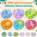 6 Pack Dinosaur Slime Kit for Kids, DIY Slimes Sets Colorful Sensory Toys Non-Sticky Stress Relief Party Favors Birthday Gifts for Boys Girls