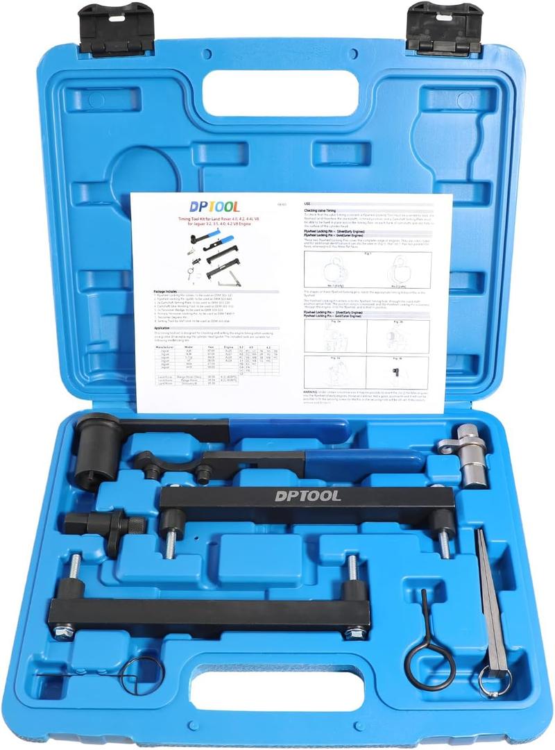 DPTOOL Camshaft Timing Holding Tool Kit Crankshaft Alignment Tool Set for Land Rover 4.0 4.2 4.4L V8 Petrol Engine for Jaguar 3.2 3.5 4.0 4.2 V8 Engine 303-645 303-530 303-531 303-532 303-533 303-654