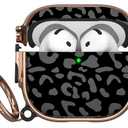 Maxjoy for AirPods 4 Case with Lock, Cute AirPods 4 Case Lock Protective Hard AirPod 4 Generation Cover for Women Men with Keychain Clip for AirPod 4th Generation Cover 2024, Grey Leopard