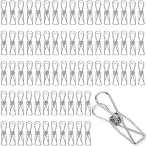 100 Pcs Paper Clips Metal Wire Hollow Out Clothespins Multi Purpose Utility Binder Clips Invoice Bill Stainless Steel Hanging Clothes Pins for School Kitchen Outdoor Office(Small,Silver)
