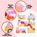 Ice Cream Wooden Table Decor Set of 5 Summer Party Dessert Theme Signs Sweet Treats Tiered Tray Kitchen Counter Birthday Decor