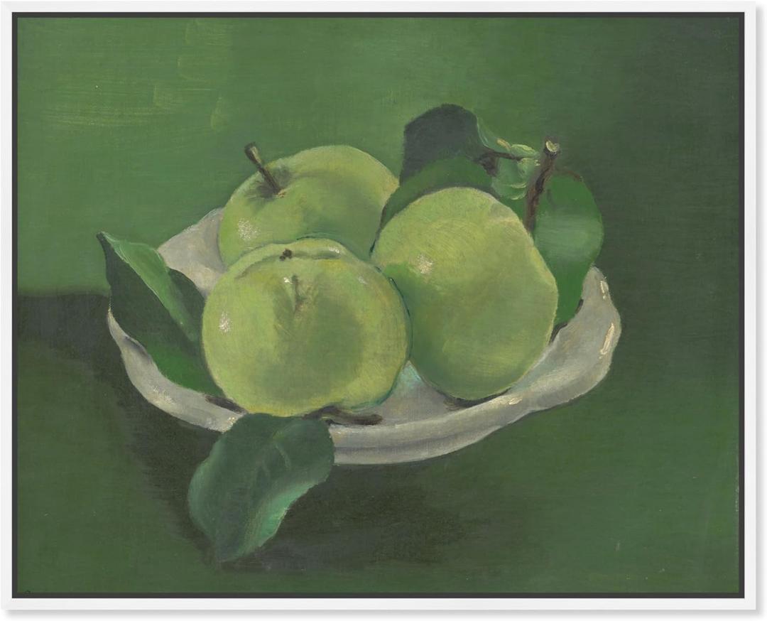 Art Remedy Still Life With Apples Canvas Vintage Kitchen Wall Art, White Frame, 20" x 16"