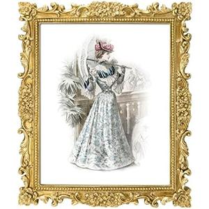 GUOER 8x10 Picture Frames Vintage Photo Frame with Glass Front Antique Picture Frame for Tabletop Wall Hanging (8x10, Shiny Golden)