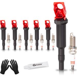 Set of 6 Upgraded Ignition Coil Pack and Spark Plugs Compatible with BMW 328i xDrive 528i X3 525i 530i 325i 325xi 330i 330xi X3 Z4 X5 3.0L 2.5L L6 Replaces UF592 0221504470 12120032137