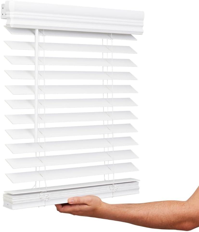 Lotus & Windoware Cordless, 2 Inch Faux Wood Blind, 30.5" Wide x 60" Long, Window Blinds, Blinds & Shades, Blinds for Indoor Windows, Smooth, Bright White - 30.5" x 60",Bright White