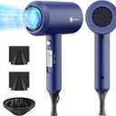 Slopehill Professional Ionic Hair Dryer, Powerful 1800W Fast Drying Low Noise Blow Dryer with 2 Concentrator Nozzle 1 Diffuser Attachments for Home Salon Travel (Prussian Blue)