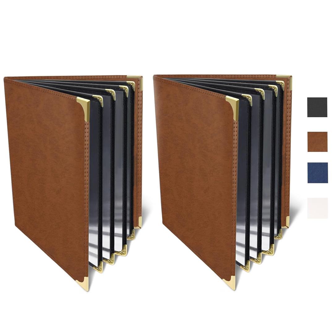 2-Pack Restaurant Menu Covers 8.5 x 11 - Menu Holder 4 Page 8 View, Menu Book Menu Sleeves for Restaurant, Bar, Caf