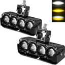 Motorcycle Fog Lights, 80W 8000LM Dual Color White Amber Driving Auxiliary Pod Light,2 pcs 6 Inch LED Light Bar for Motorbike SUV ATV Truck Boat Tractor Forklift