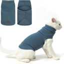 EXPAWLORER Soft Cat Sweater - Sweaters for Cats Only Warm Kitten Clothes, Fall and Winter Pet Coat Pullover Design, Fleece Sweatshirt Clothing Also for Puppy Dogs, Blue Medium