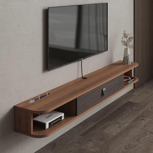 Pmnianhua Floating TV Shelf, 63" Wall Mounted TV Stand Console for Bedroom & Livingroom (Walnut)