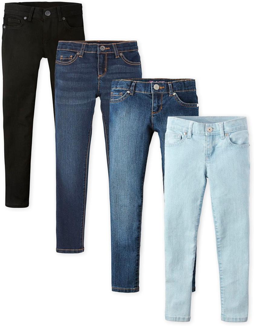 The Children's Place Girls Super Skinny Jeans, Black Wash/ Dk Twlight/ Victory Blue Wash/ Sky Wash 4 Pack, 8S