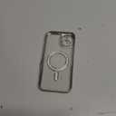 Magnetic Glitter Diamond for iPhone 14 Plus Case[Compatible with MagSafe] Sparkle Rhinestone Camera Lens Protector Plated,Crtstal Clear Slim Military Drop Shockproof Cover for Women,Silver