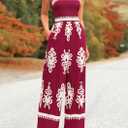 PRETTYGARDEN Women's Summer Boho Jumpsuits One Piece Beach Vacation Outfits Spaghetti Strap Wide Leg Pants Rompers (Wine Red Apricot Floral,XX-Large) (Red, XXL)