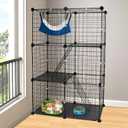 3 Tier Cat Playpen Cage, Metal Detachable DIY Indoor Cat Enclosures Kitten House Exercise Place Kitten Crate with 3 Doors 2 Ladders for 1-2 Cats