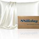 Mulberry Silk Pillow Cases with Zipper, Ultra Smooth Soft Breathable Cooling Pillow Cases for Hot Sleepers, Silk Satin Pillowcase for Hair and Skin, Gifts for Women (Ivory, Queen Size, 1 Pack)