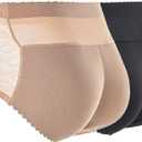 2 Pack Hip Enhancer Butt Lifted Underwear Seamless Fake Padded Briefs Shapewear Pantie Body Shorts for Women Ladies (Large, Black+beige)