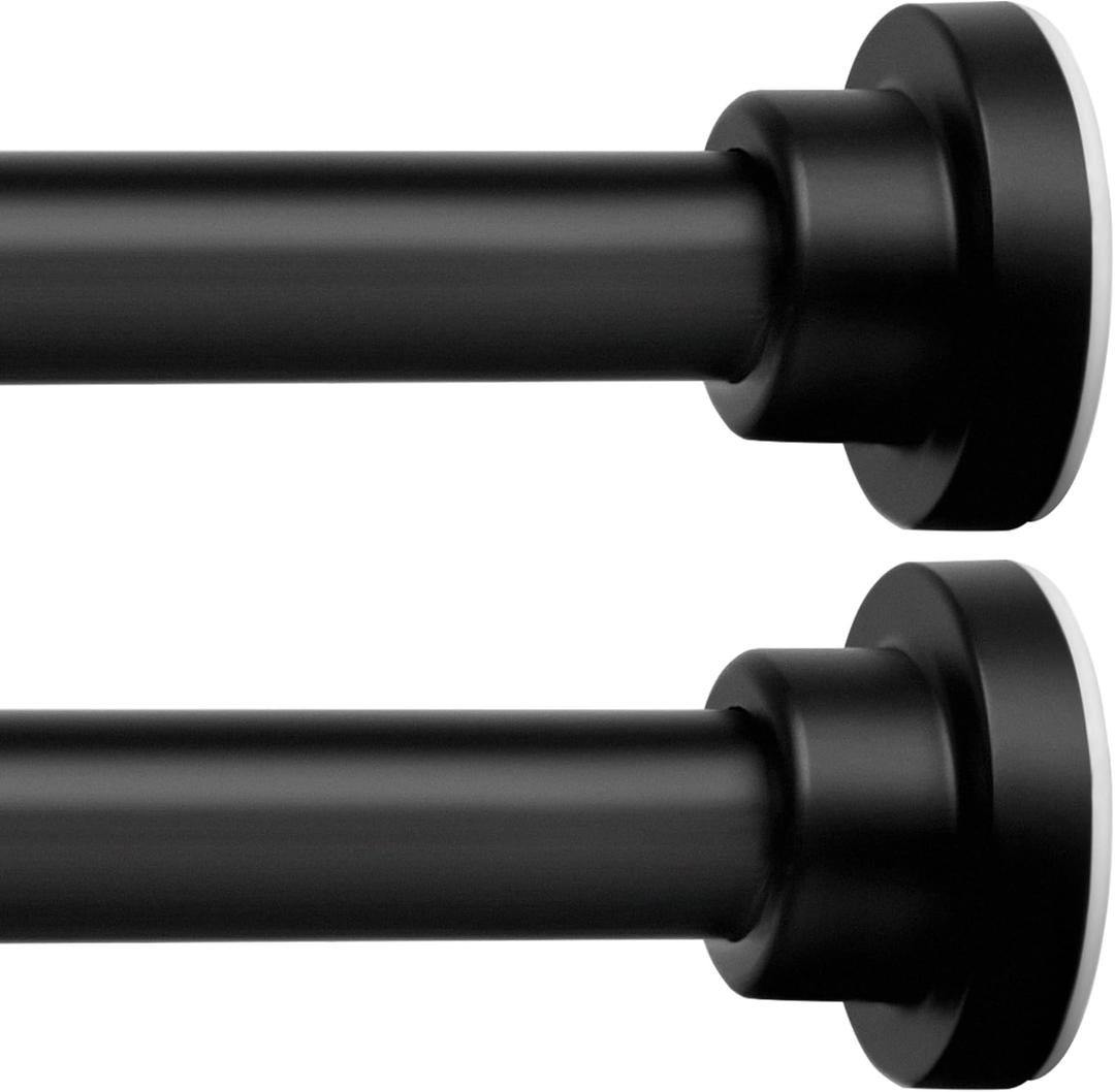 ENJOYBASICS Adjustable Spring Tension Curtain Rods 32 to 54 Inches, Stainless Steel Matte Black Shower Rod No Drilling for Window, Bathroom, Closet, Room Divider, 7/8" Diameter, 2 Pack