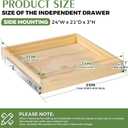 Wooden Pull Out Cabinet Organizer, 24" W x 21" D x 3" H, Soft Close